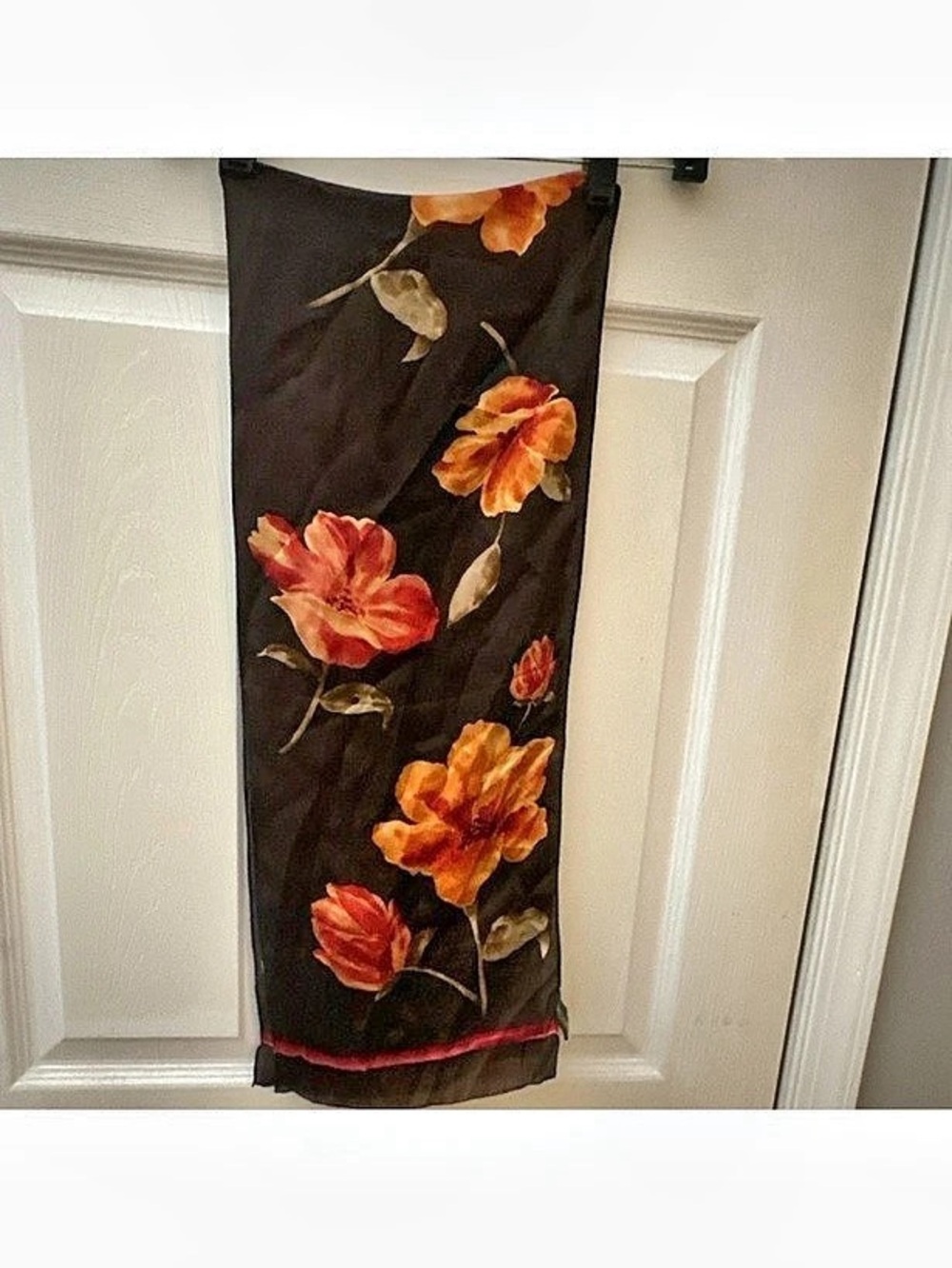 harve benard Floral Silk Scarf in Black & Red Like New